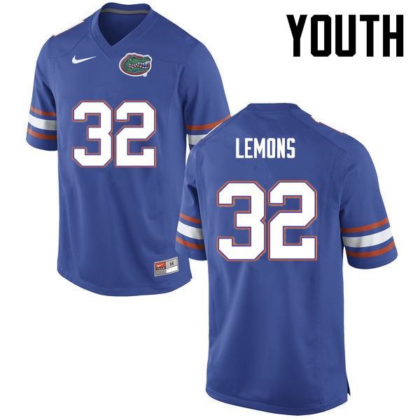 Florida Gators Youth #32 Adarius Lemons College Football Blue